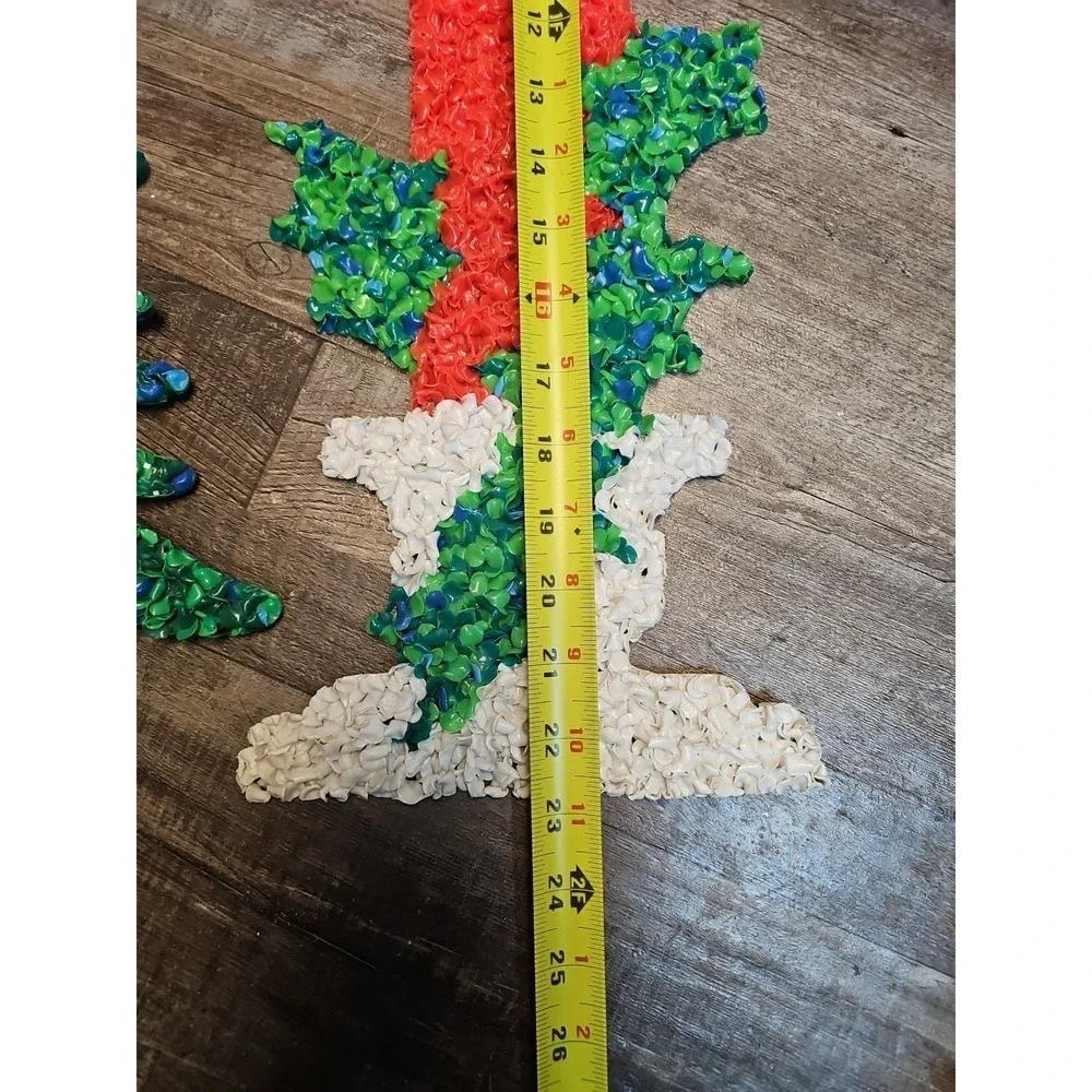 Vtg POPCORN ART Melted Plastic Christmas  TREE Decoration 24